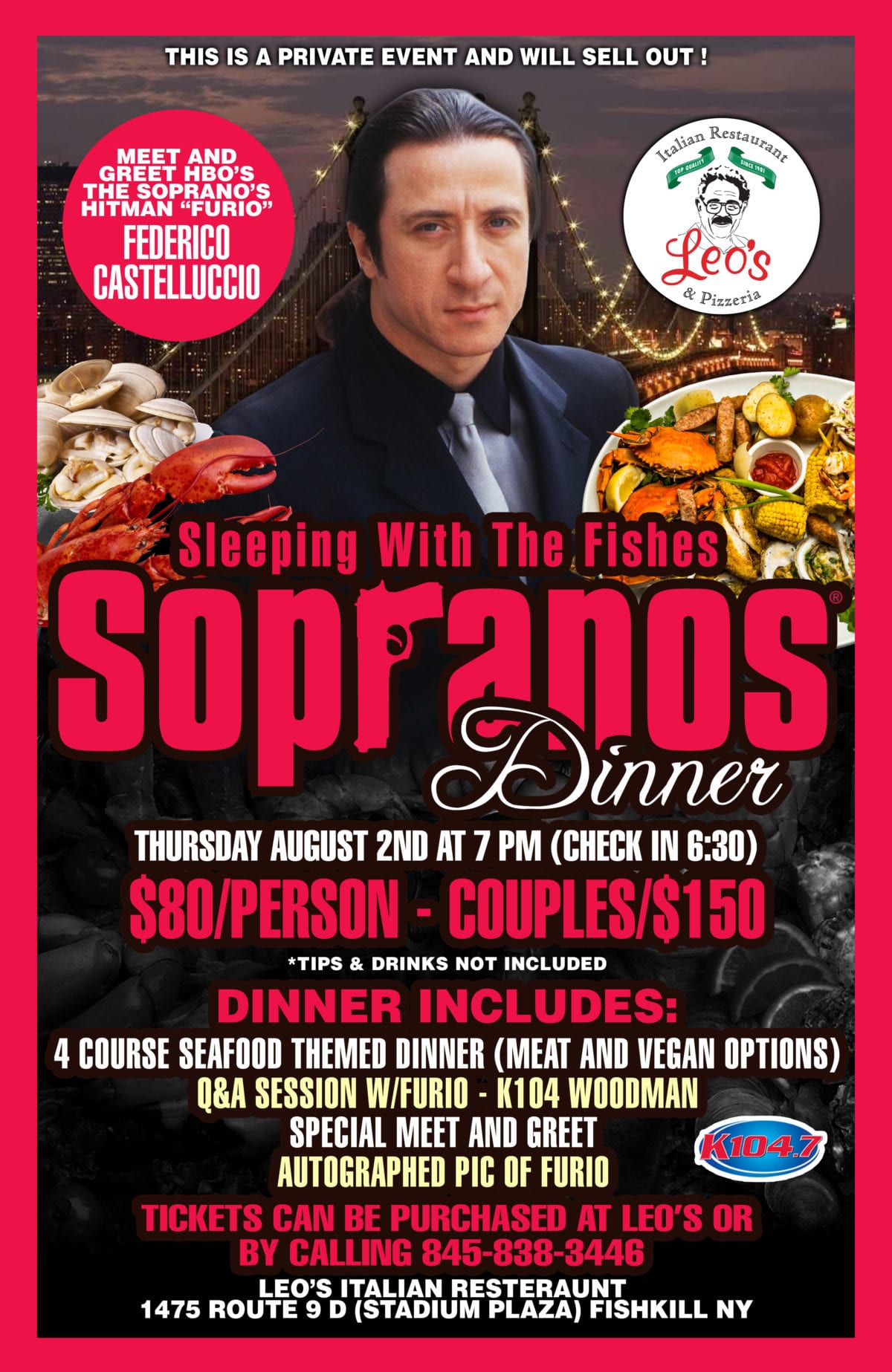 Sleeping With The Fishes Sopranos Dinner With Special Guest Star