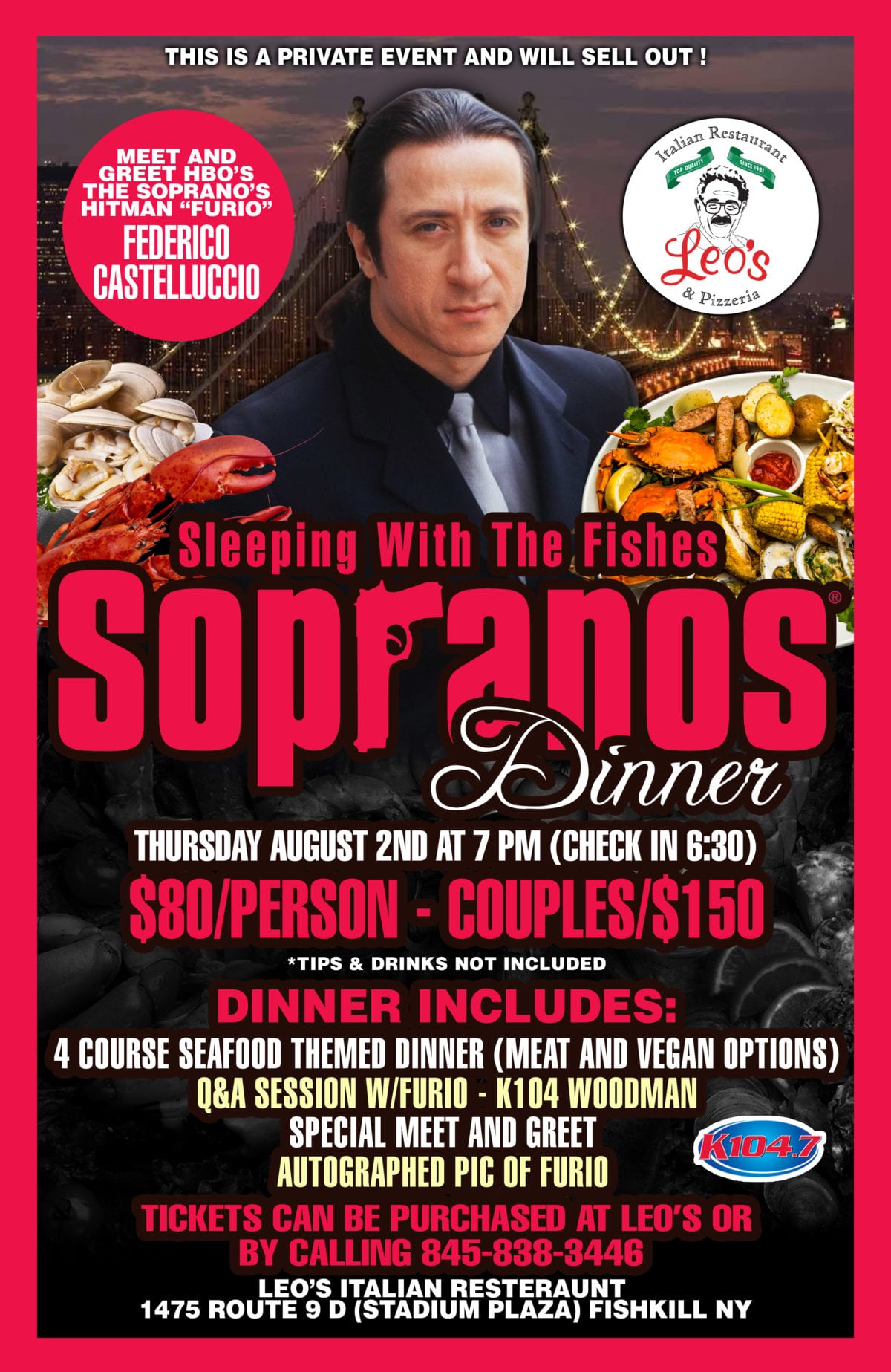 Sleeping With The Fishes Sopranos Dinner With Special Guest Star
